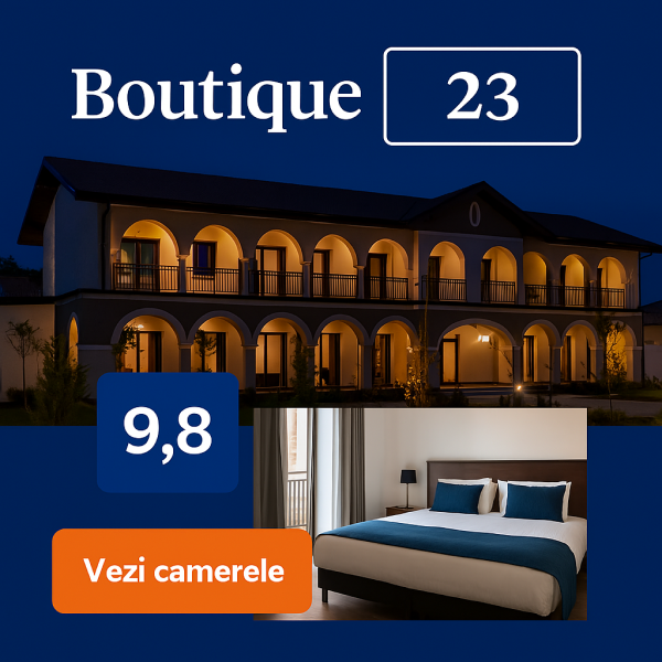 Website personalizat pentru Boutique 23 – Hotel boutique în România cu design modern și opțiuni de rezervare online