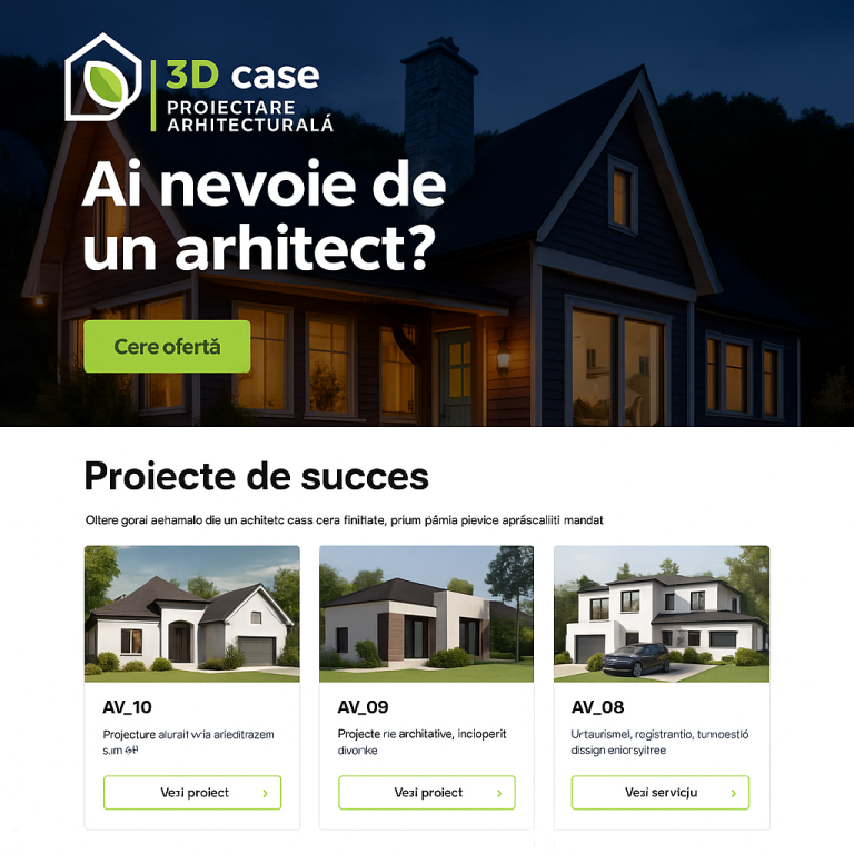 3D Case – Birou de arhitectură specializat în proiecte de case funcționale și economice.