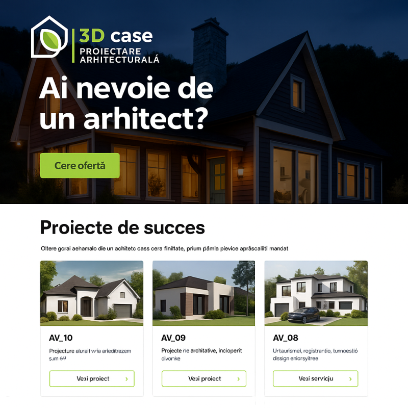 3D Case – Birou de arhitectură specializat în proiecte de case funcționale și economice.